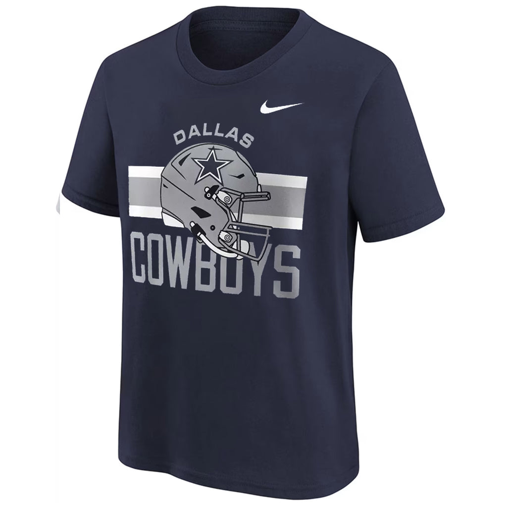 DALLAS COWBOYS KIDS NIKE HELMET STRIPE T-SHIRT - NAVY