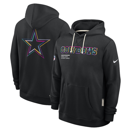 DALLAS COWBOYS MEN'S 2025 NFL CRUCIAL CATCH PULLOVER HOODED SWEATSHIRT - BLACK