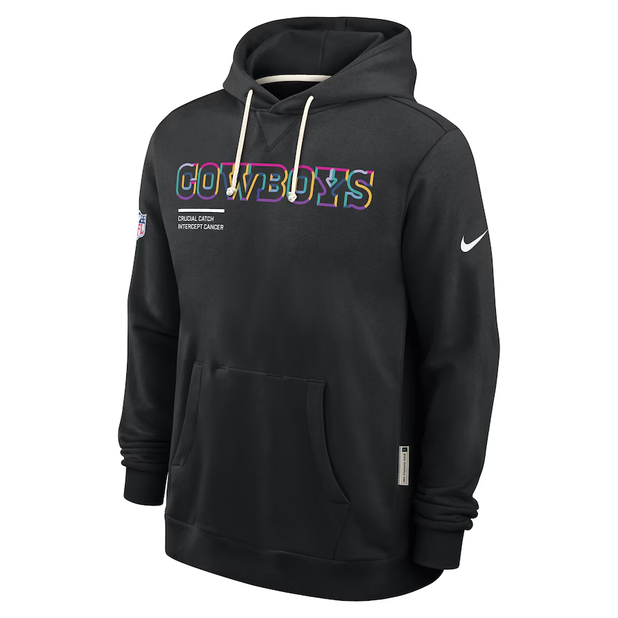 DALLAS COWBOYS MEN'S 2025 NFL CRUCIAL CATCH PULLOVER HOODED SWEATSHIRT - BLACK