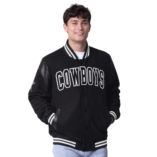 DALLAS COWBOYS MEN'S CLUTCH HITTER VARSITY JACKET - BLACK