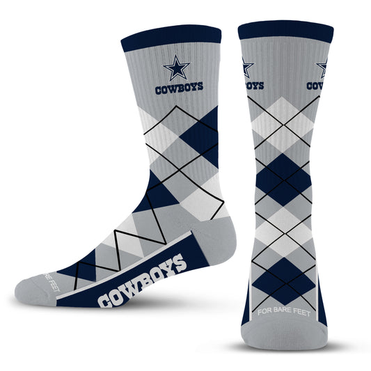 DALLAS COWBOYS MEN'S FOR BARE FEET ARGYLE FYRE SOCKS