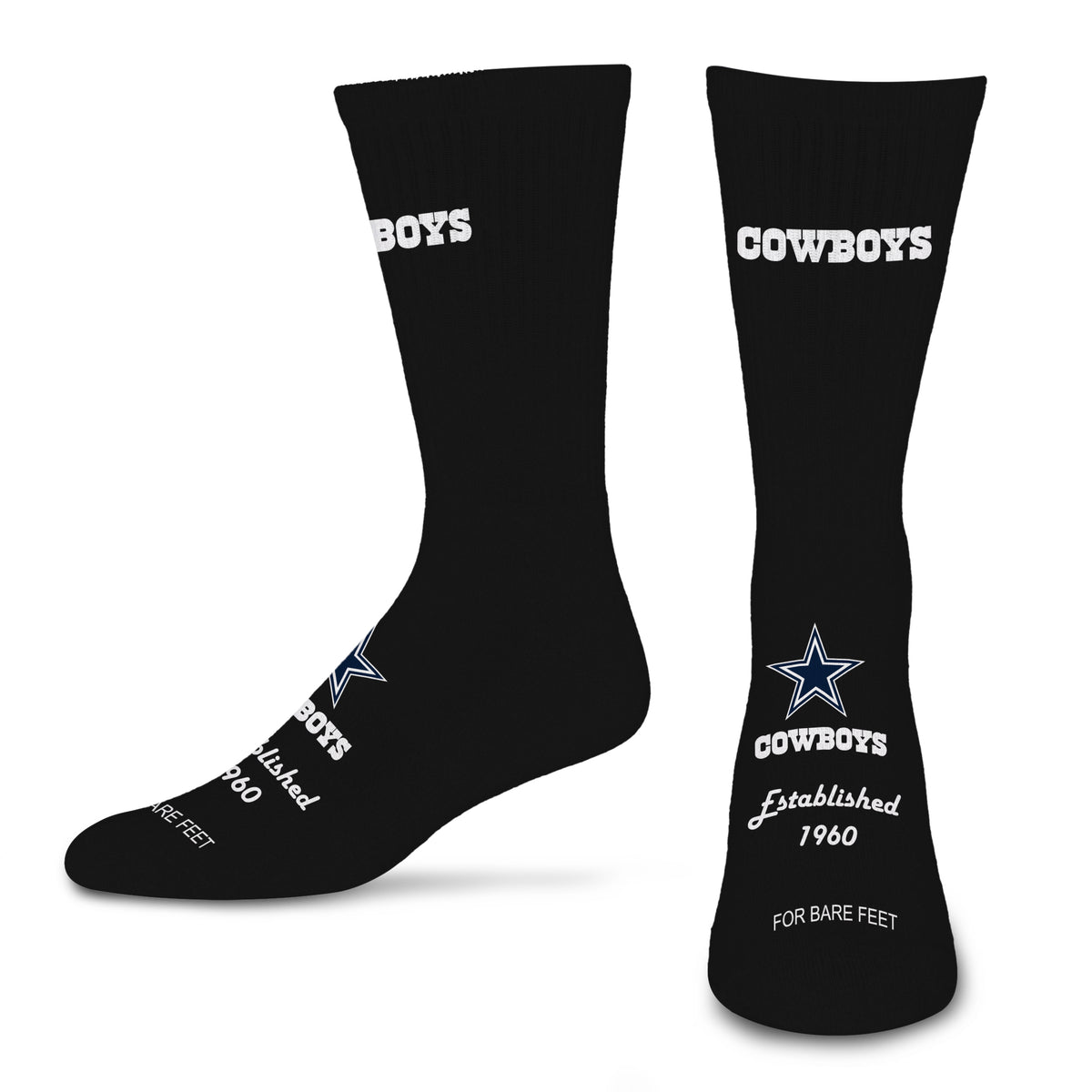 DALLAS COWBOYS MEN'S FOR BARE FEET ESTABLISHED SOCK - BLACK