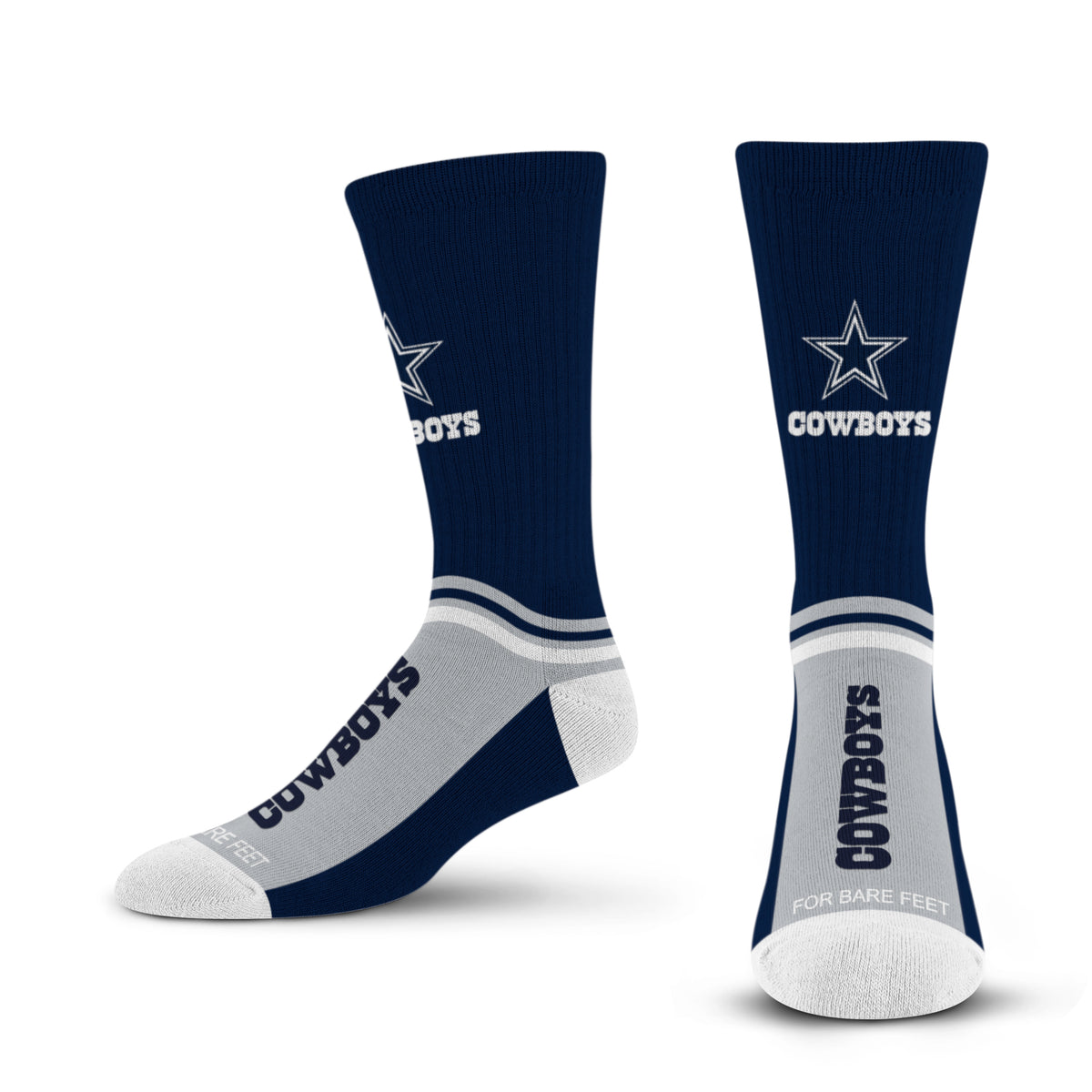 DALLAS COWBOYS MEN'S FOR BARE FEET TEAM SLOPE SOCK - NAVY/GREY