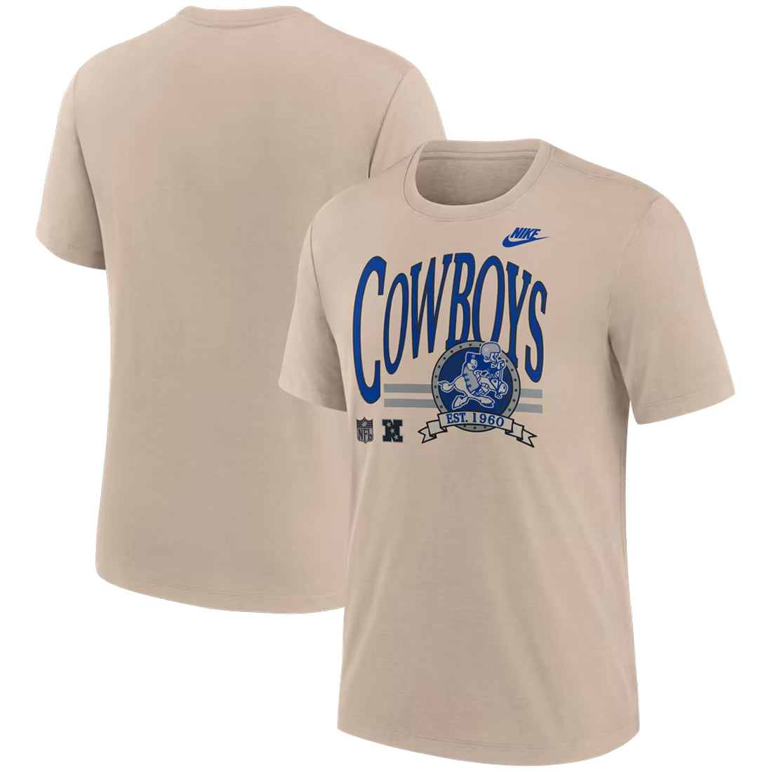 DALLAS COWBOYS MEN'S NIKE REWIND TRI-BLEND T-SHIRT - SAND