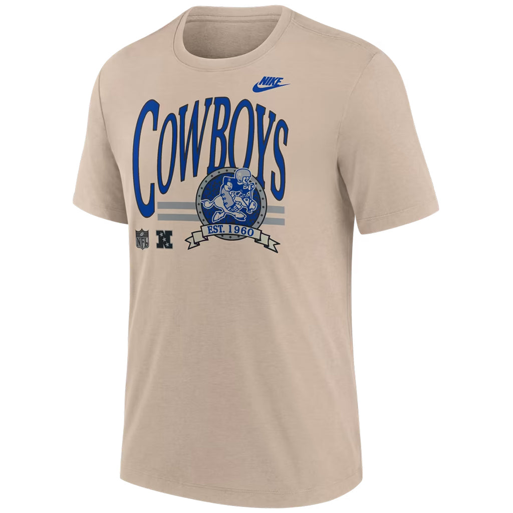 DALLAS COWBOYS MEN'S NIKE REWIND TRI-BLEND T-SHIRT - SAND