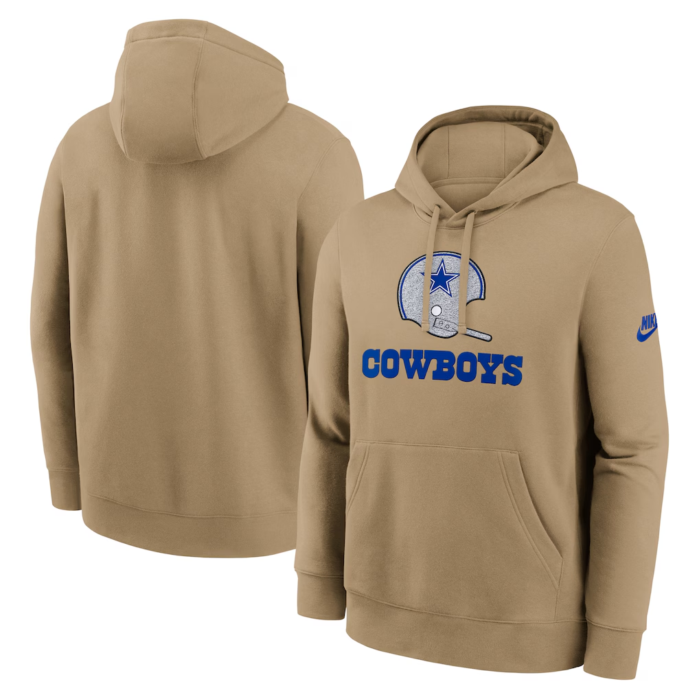 DALLAS COWBOYS MEN'S NIKE SEASON REWIND CLUB PULLOVER HOODED SWEATSHIRT - TAN