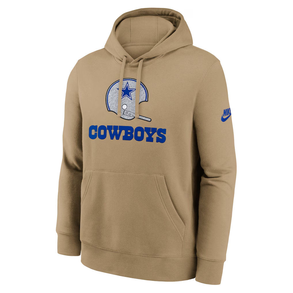 DALLAS COWBOYS MEN'S NIKE SEASON REWIND CLUB PULLOVER HOODED SWEATSHIRT - TAN