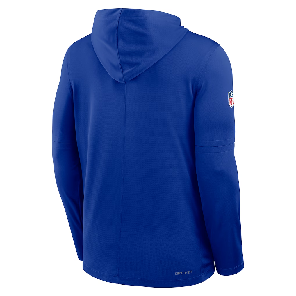 DALLAS COWBOYS MEN'S NIKE SIDELINE ALT PACK DRI-FIT LIGHTWEIGHT HOODED LONG SLEEV T-SHIRT - ROYAL
