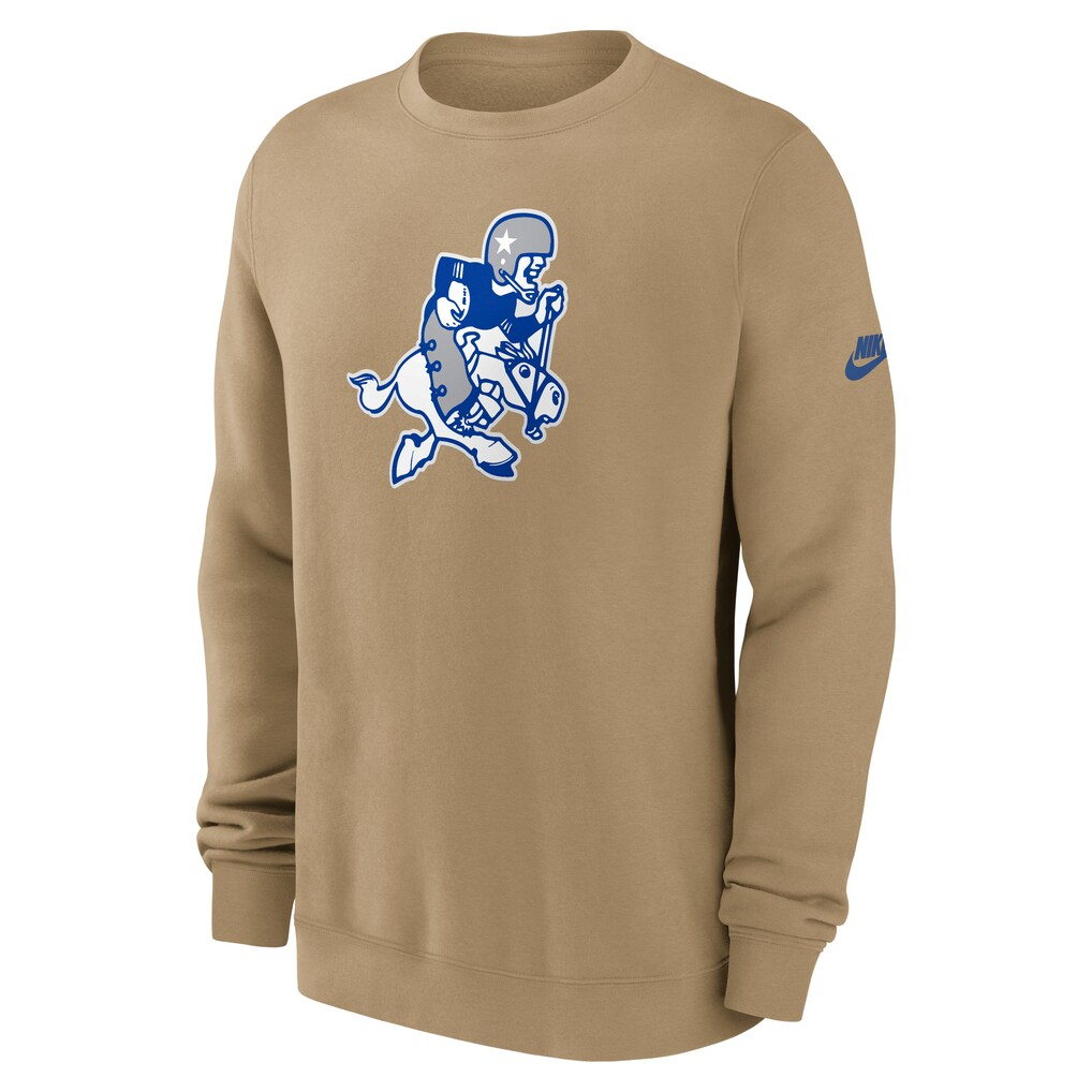 DALLAS COWBOYS MEN'S NIKE SWING PASS REWIND CLUB CREWNECK SWEATSHIRT - TAN