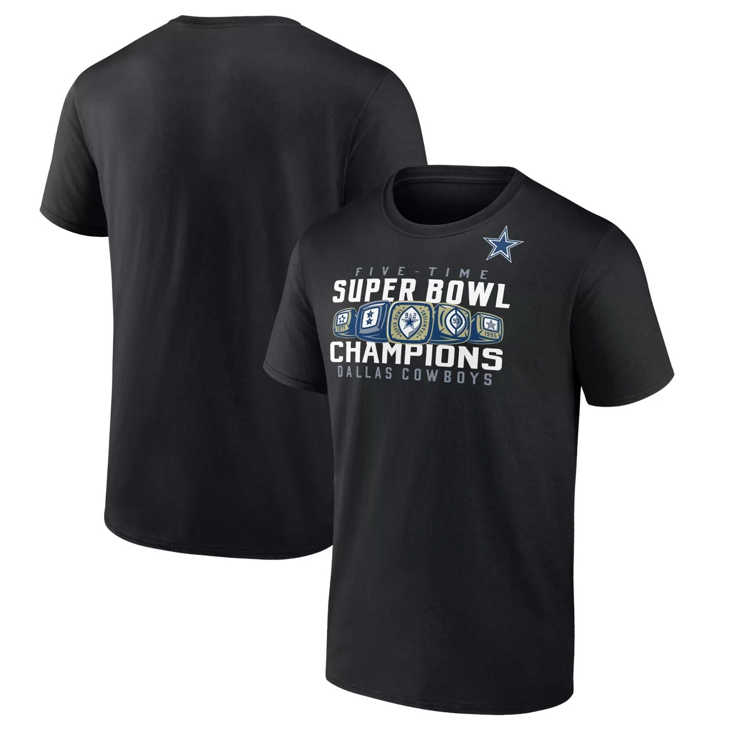 DALLAS COWBOYS MEN'S RINGS T-SHIRT - BLACK
