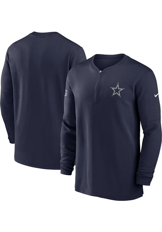 DALLAS COWBOYS MEN'S SIDELINE DRI-FIT 1/4 ZIP LONG SLEEVE PULLOVER