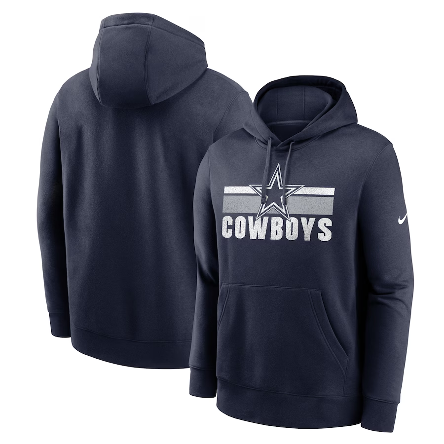 DALLAS COWBOYS MEN'S STRIPES CLUB FLEECE PULLOVER HOODED SWEATSHIRT