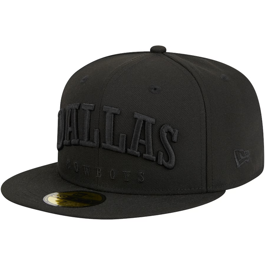 DALLAS COWBOYS TEXT 59FIFTY FITTED HAT - BLACK