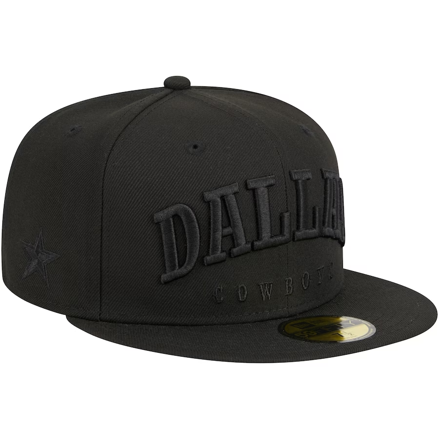 DALLAS COWBOYS TEXT 59FIFTY FITTED HAT - BLACK