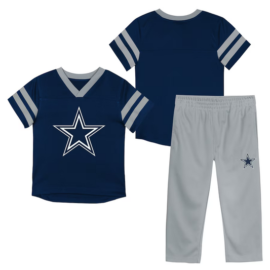 DALLAS COWBOYS TODDLER LOGO RED ZONE JERSEY & PANT SET - NAVY/GREY