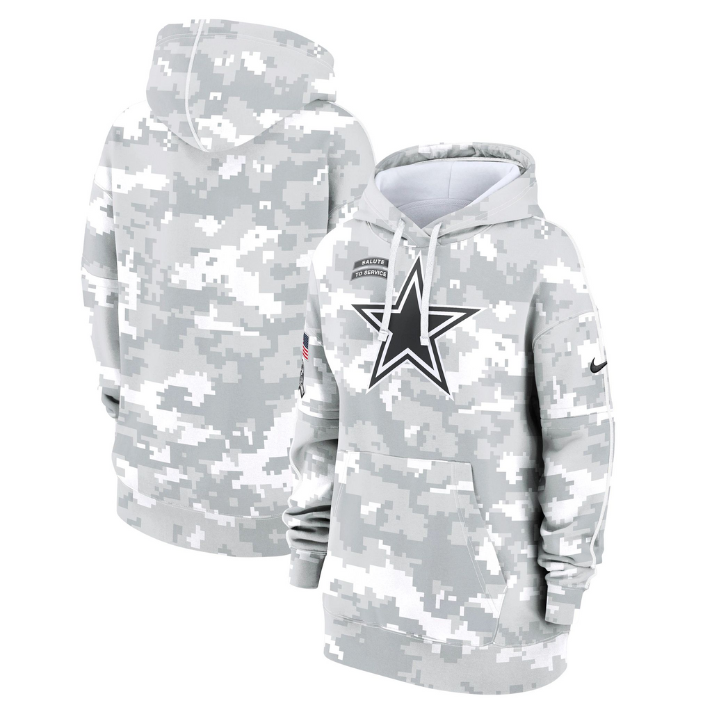 DALLAS COWBOYS WOMEN'S 2024 NFL SALUTE TO SERVICE PULLOVER HOODED SWEATSHIRT