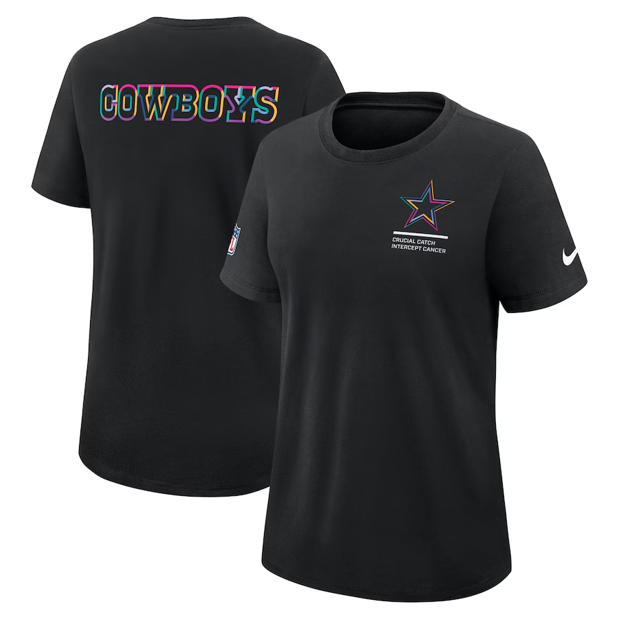 DALLAS COWBOYS WOMEN'S 2025 NFL CRUCIAL CATCH T-SHIRT - BLACK
