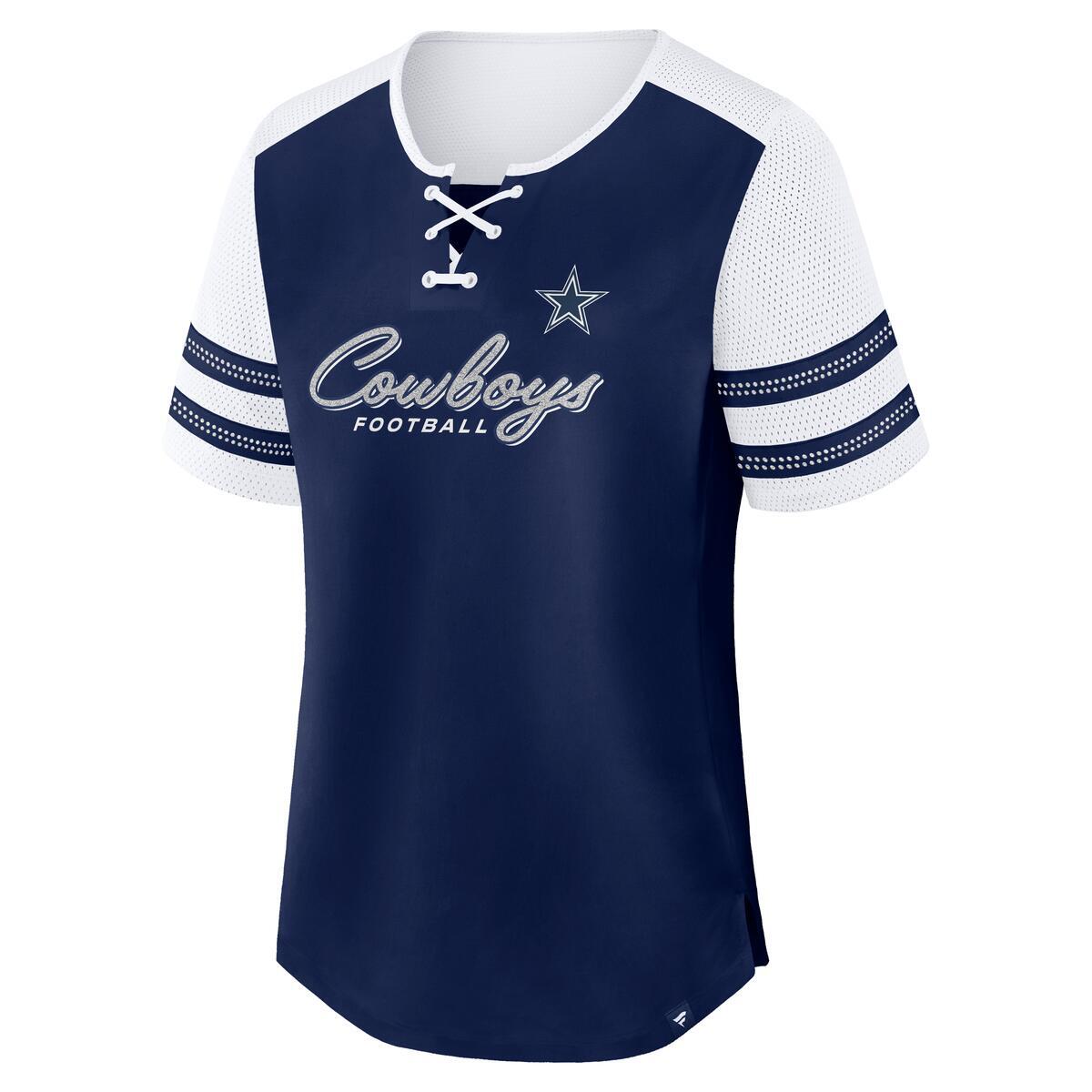 DALLAS COWBOYS WOMEN'S BLING OPTION ROUTE FASHION JERSEY - NAVY/WHITE