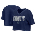 DALLAS COWBOYS WOMEN'S BLING PASSER CROP MESH JERSEY - NAVY