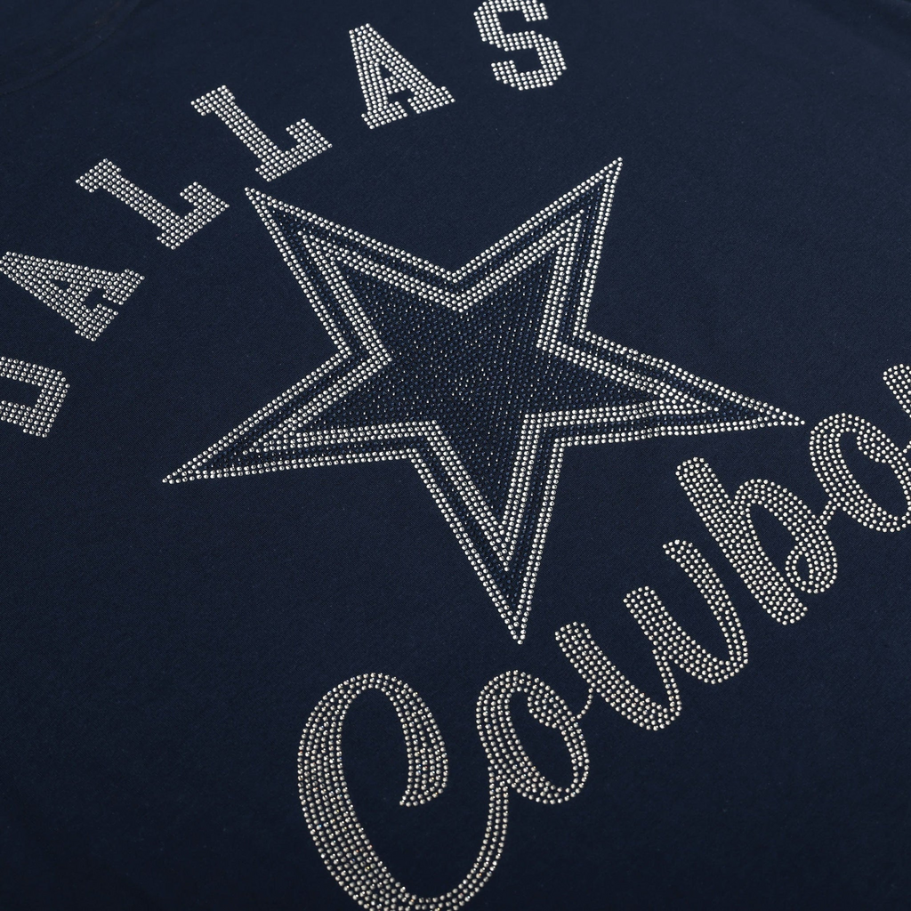 DALLAS COWBOYS WOMEN'S FOCO RHINESTONE LOGO OVERSIZED T-SHIRT - NAVY