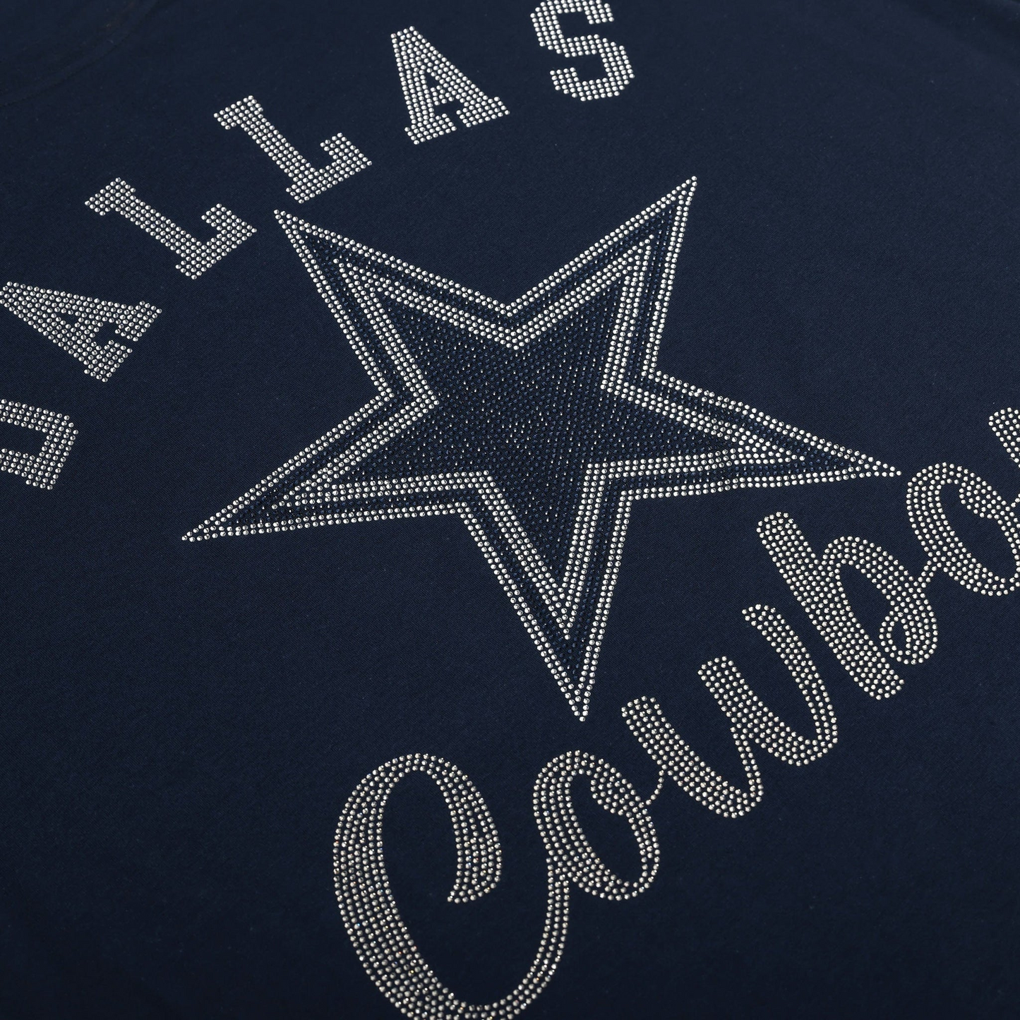 DALLAS COWBOYS WOMEN'S FOCO RHINESTONE LOGO OVERSIZED T-SHIRT - NAVY