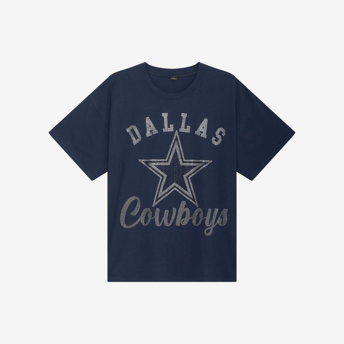 DALLAS COWBOYS WOMEN'S FOCO RHINESTONE LOGO OVERSIZED T-SHIRT - NAVY