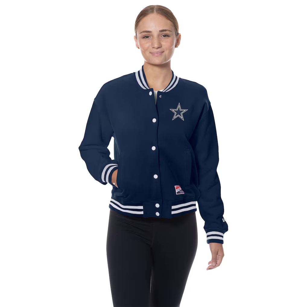 DALLAS COWBOYS WOMEN'S LETTERMAN JACKET - NAVY