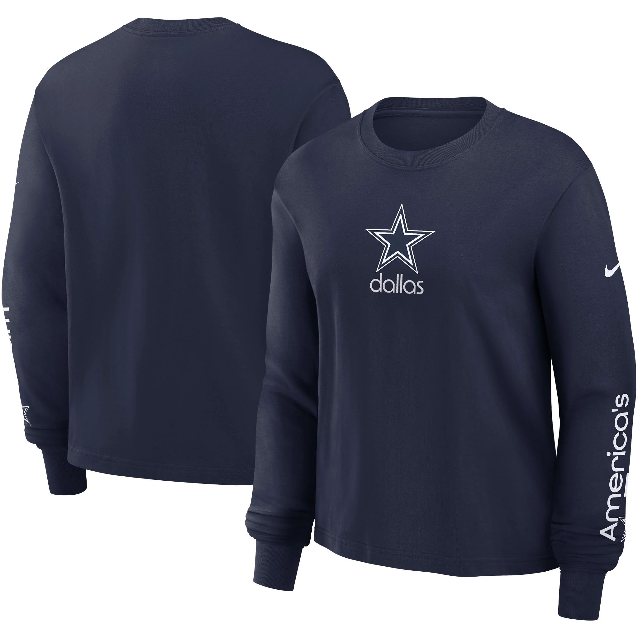 Women's Dallas Cowboys Nike Boxy Long Sleeve T-Shirt Large Navy