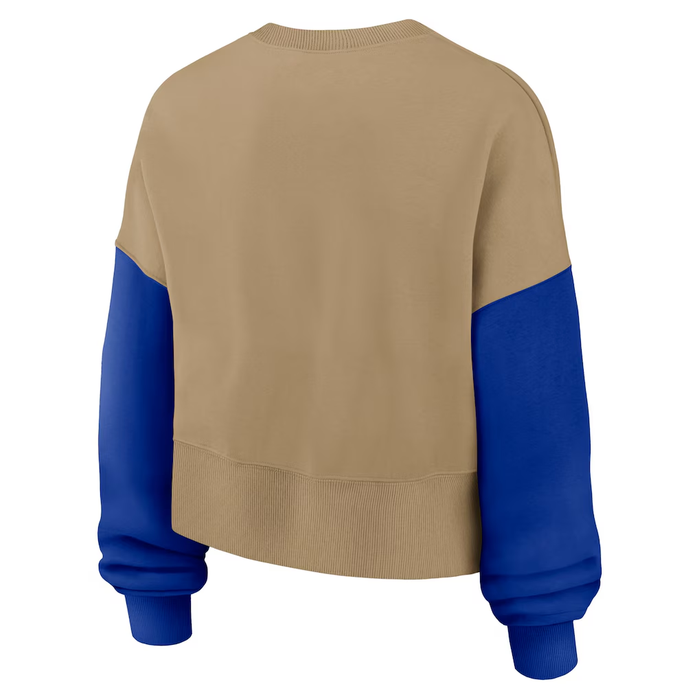 DALLAS COWBOYS WOMEN'S NIKE OVERSIZED REWIND PULLOVER CREWNECK SWEATSHIRT - TAN