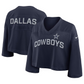 DALLAS COWBOYS WOMEN'S NIKE PRIMETIME CROPPED MESH DRI-FIT FASHION JERSEY - NAVY