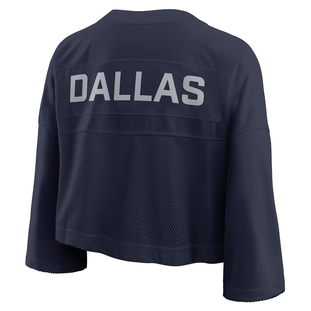 DALLAS COWBOYS WOMEN'S NIKE PRIMETIME CROPPED MESH DRI-FIT FASHION JERSEY - NAVY