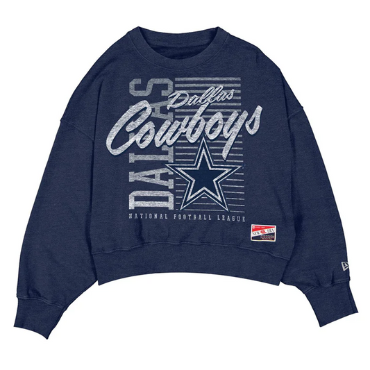 DALLAS COWBOYS WOMEN'S THROWBACK WASHED CREWNECK - NAVY
