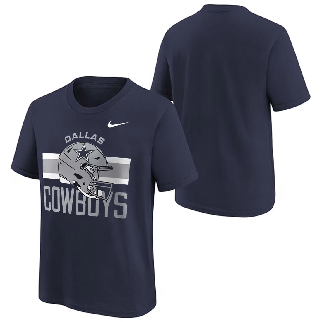 DALLAS COWBOYS YOUTH NIKE HELMET STRIPE T-SHIRT - NAVY