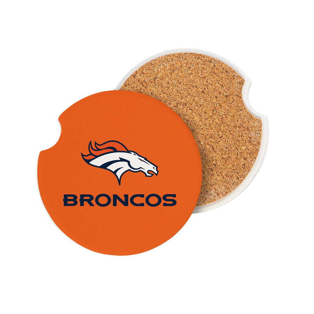 DENVER BRONCOS 2-PIECE CAR COASTER SET