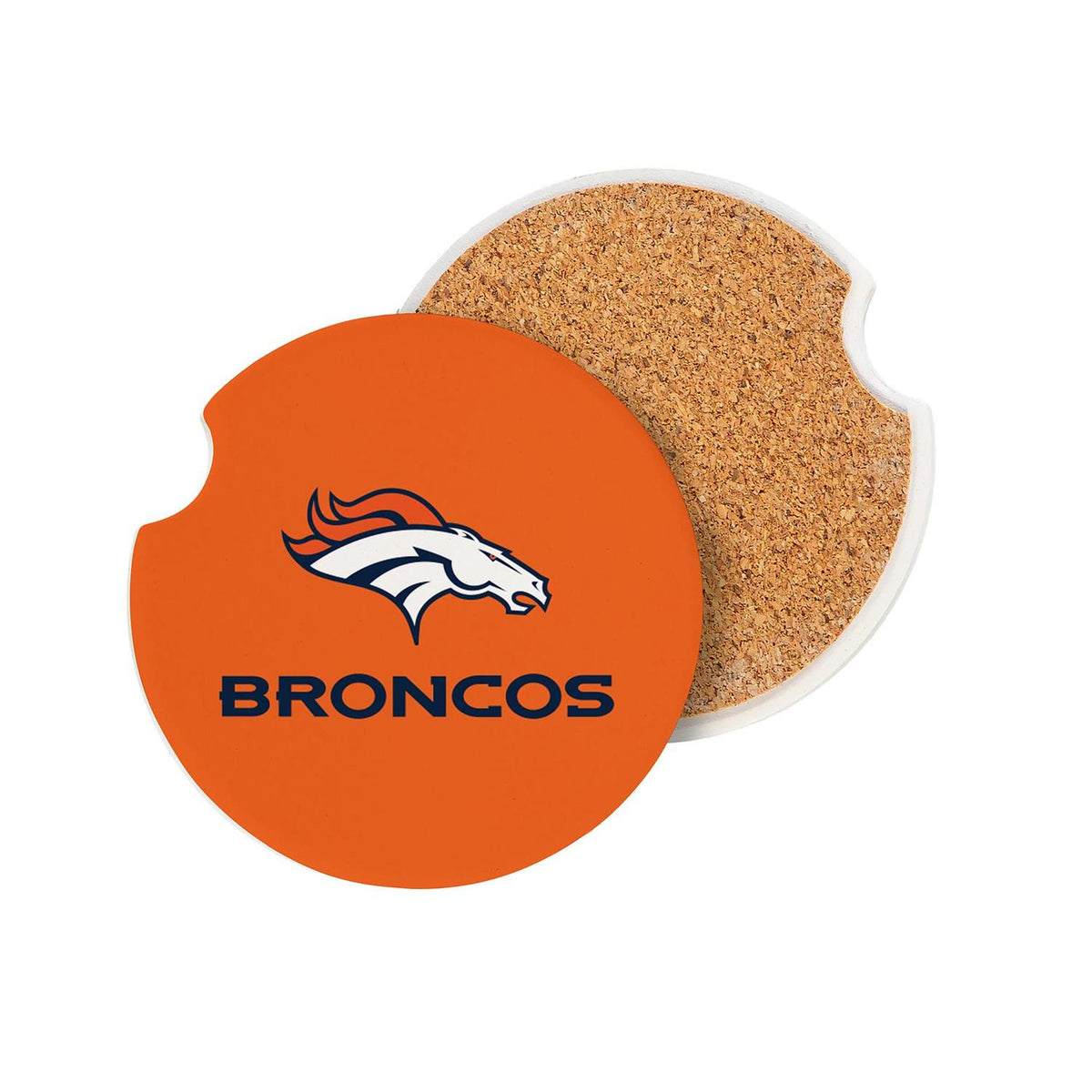 DENVER BRONCOS 2-PIECE CAR COASTER SET