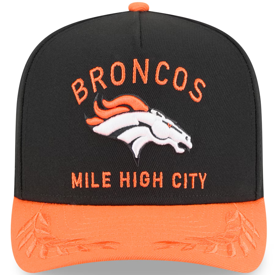 DENVER BRONCOS 2025 NFL DRAFT 9FIFTY A-FRAME SNAPBACK HAT - BLACK/ORANGE
