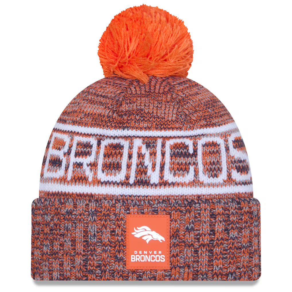 DENVER BRONCOS 2025 NFL SIDELINE COLD WEATHER CUFFED KNIT WITH POM - ORANGE