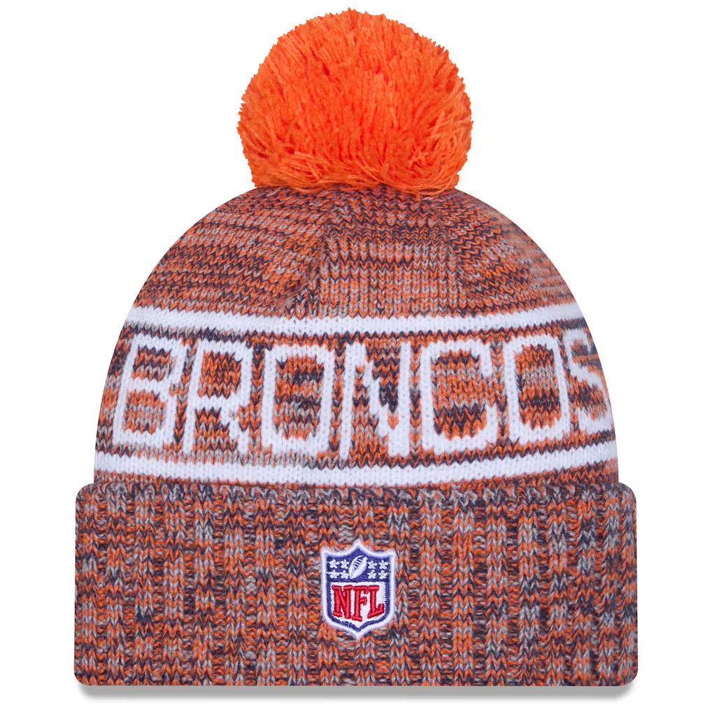 DENVER BRONCOS 2025 NFL SIDELINE COLD WEATHER CUFFED KNIT WITH POM - ORANGE