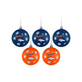 DENVER BRONCOS 5 PACK SHATTERPROOF BALL ORNAMENT SET