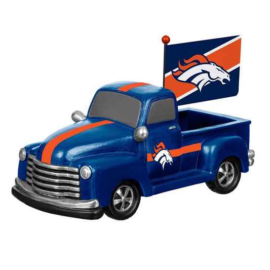 DENVER BRONCOS 9" RALLY TRUCK GARDEN STATUE WITH FLAG