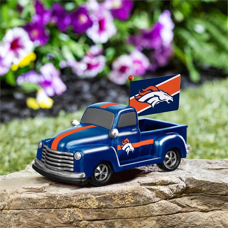 DENVER BRONCOS 9" RALLY TRUCK GARDEN STATUE WITH FLAG