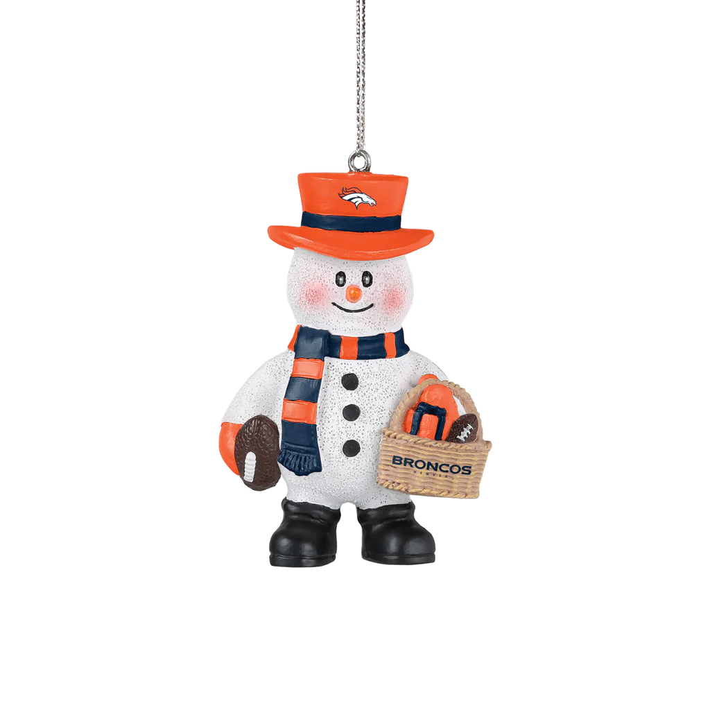 DENVER BRONCOS BASKET SNOWMAN ORNAMENT