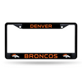 DENVER BRONCOS BLACK CHROME METAL LICENSE PLATE FRAME