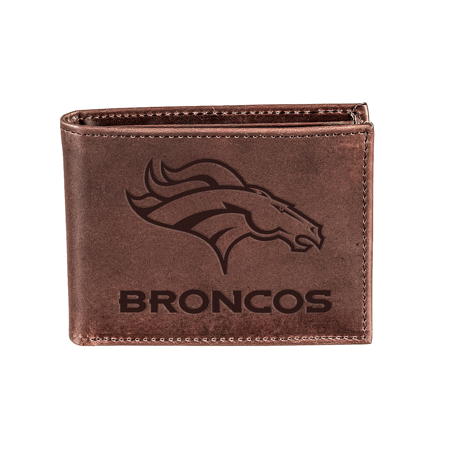 DENVER BRONCOS BROWN BI-FOLD LEATHER WALLET