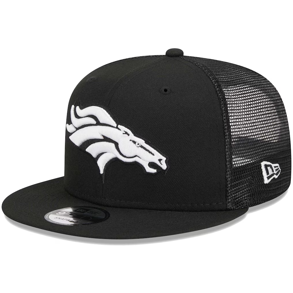 DENVER BRONCOS EVERGREEN TRUCKER 9FIFTY SNAPBACK HAT - BLACK/WHITE