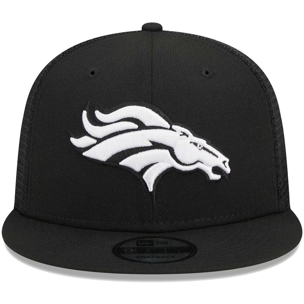 DENVER BRONCOS EVERGREEN TRUCKER 9FIFTY SNAPBACK HAT - BLACK/WHITE