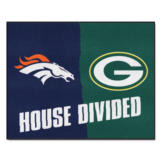 DENVER BRONCOS / GREEN BAY PACKERS HOUSE DIVIDED 34" X 42.5" MAT