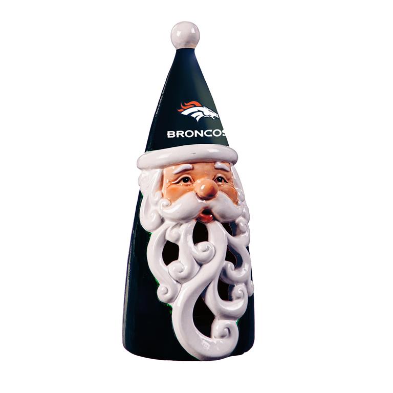 DENVER BRONCOS LED SANTA  8" STATUARY