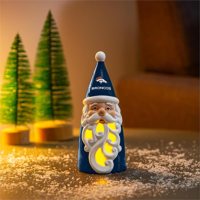 DENVER BRONCOS LED SANTA  8" STATUARY