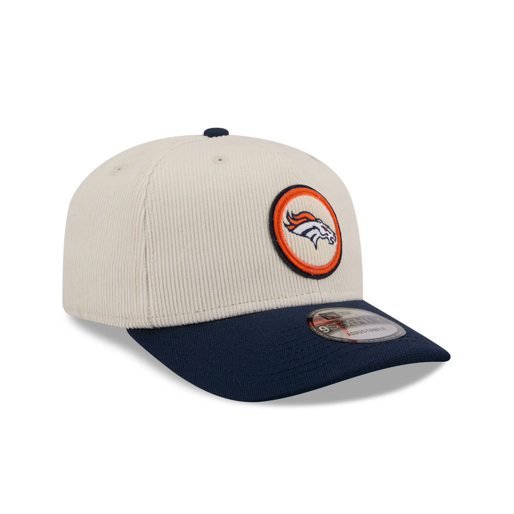 DENVER BRONCOS LOYAL CORDUROY 9SEVENTY STRETCH-SNAP ADJUSTABLE HAT - CHROME WHITE/NAVY